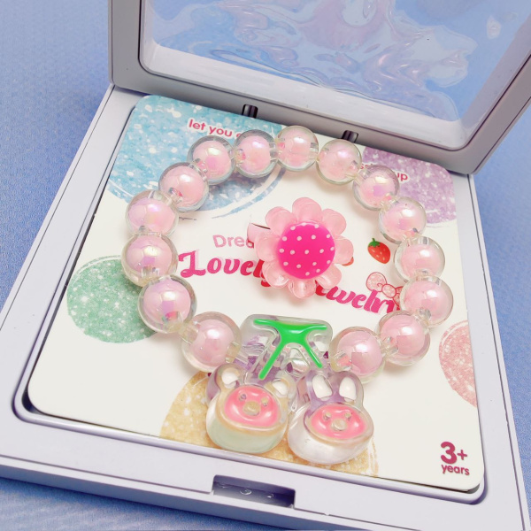 Набор детских украшений 2в1, браслет и кольцо / Цвет МИКС